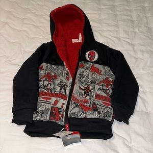 🆕 Boys Marvel Spider-Man Sherpa zip up hoodie